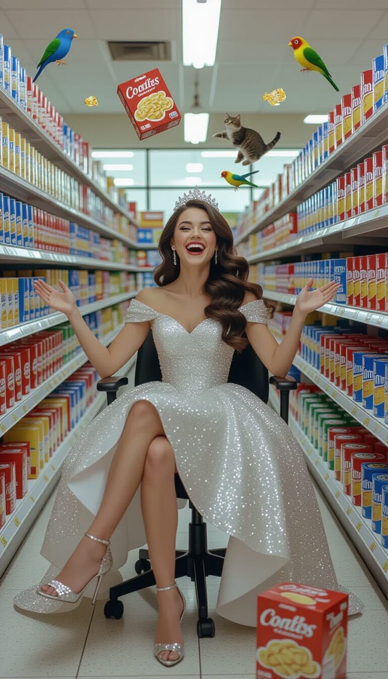 Joyful Supermarket Chaos: A Princess's Delight
