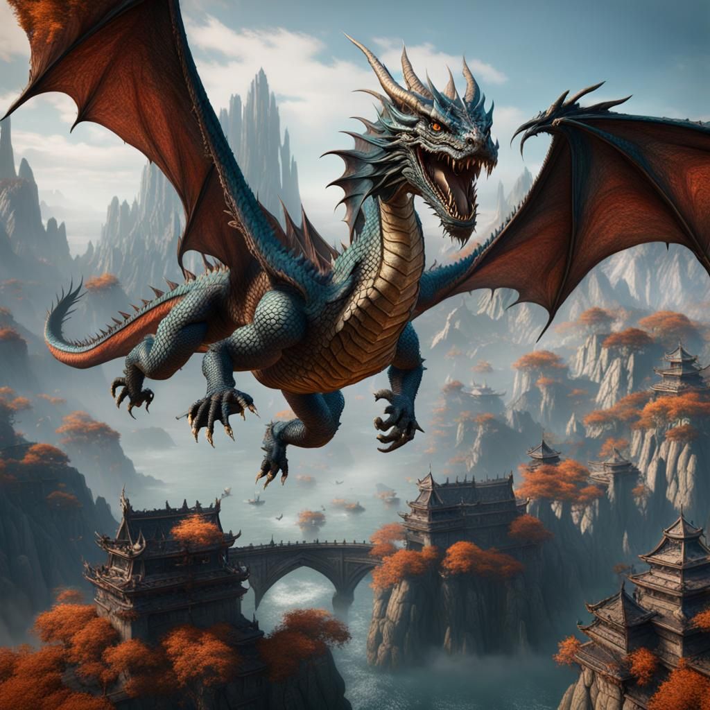 Fantastical Flying Dragon Concept Art
