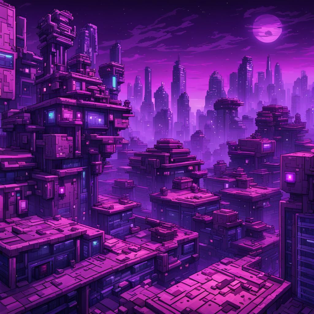 Abandoned Cyberpunk City in Cel-Shaded Anime Style