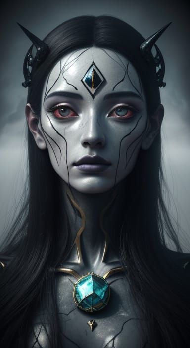 Surreal Goddess in Darkness: A Salvador Dali Portrait