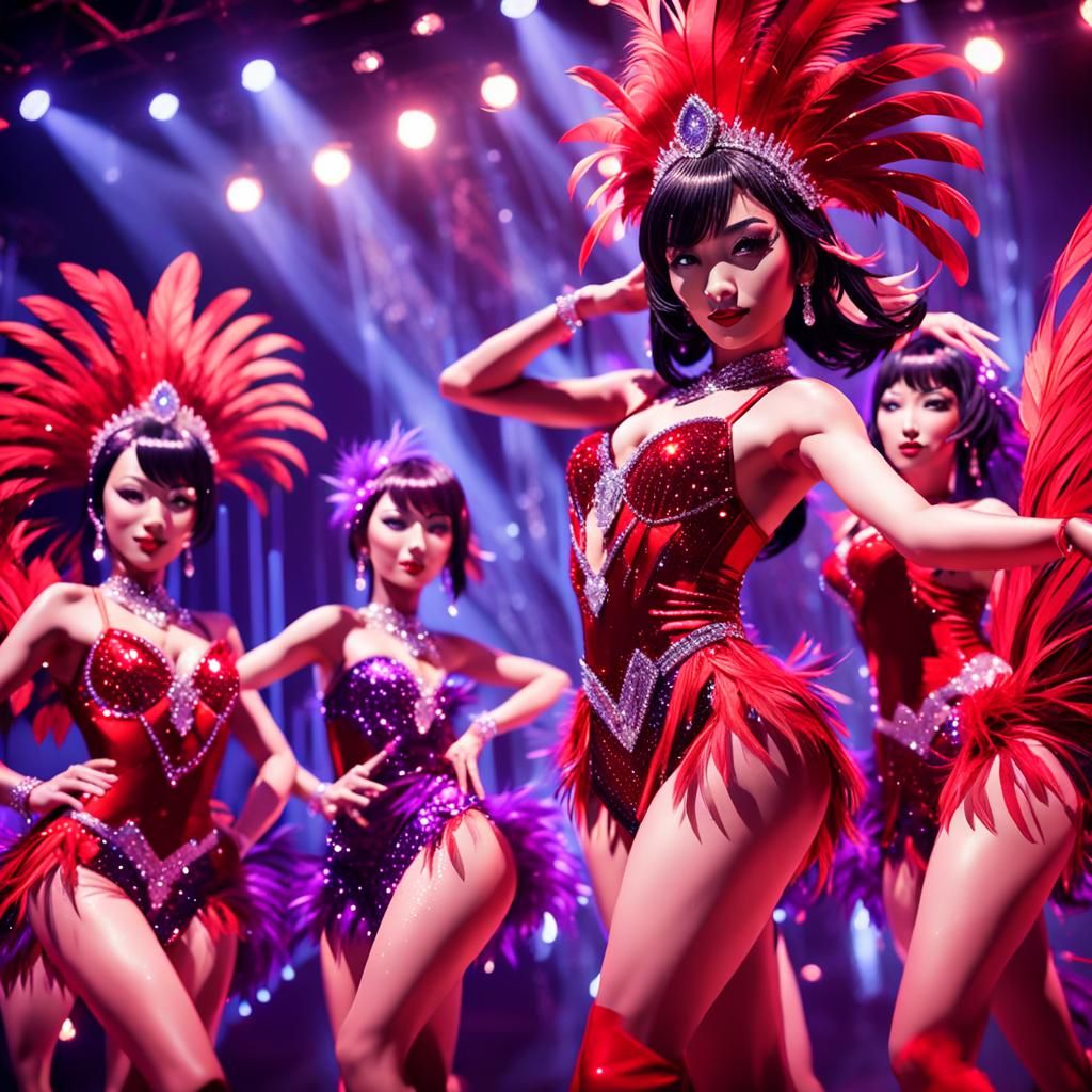 Elegant Burlesque Show in Anime Style