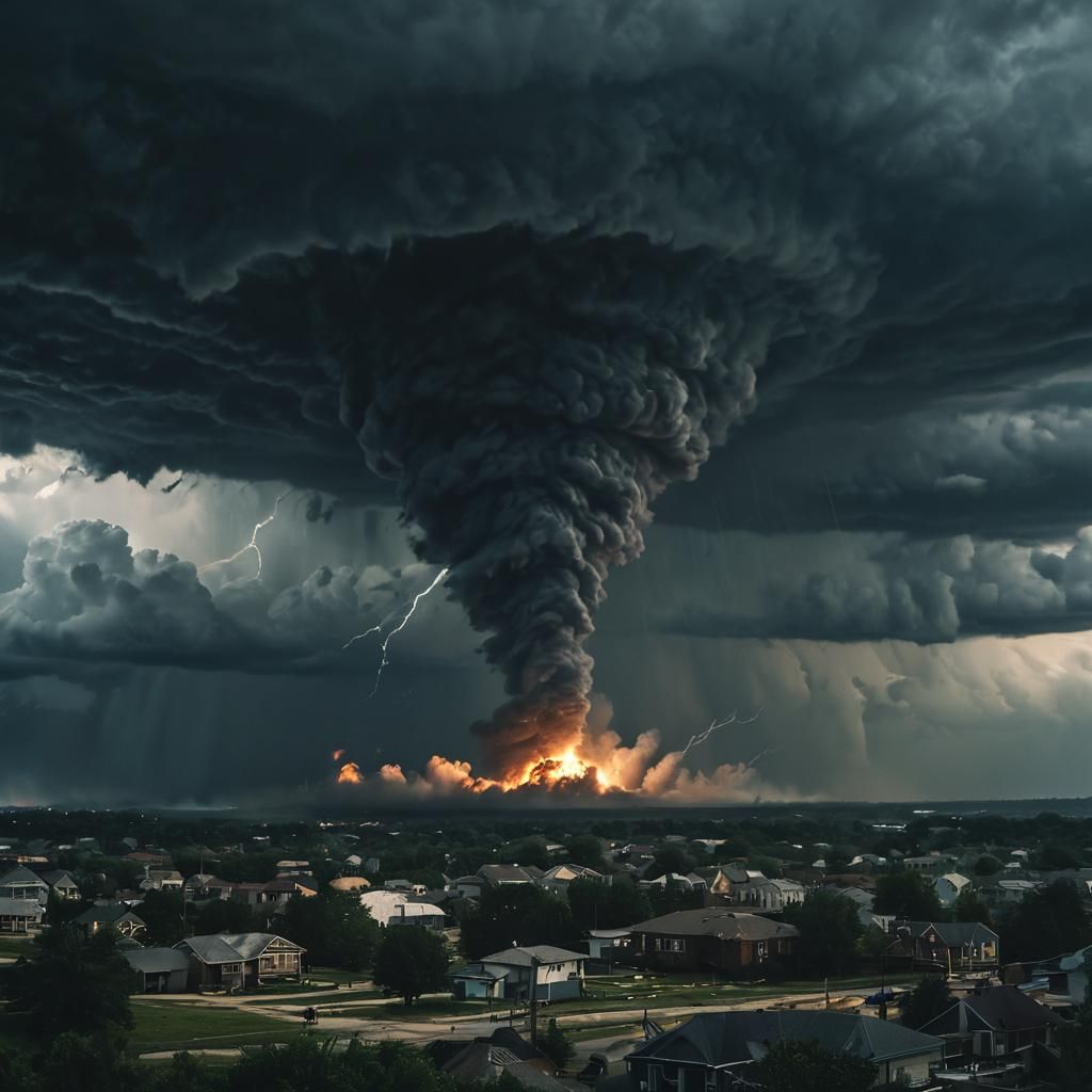 Hurricane Funnel and Explosion in Cinematic Style