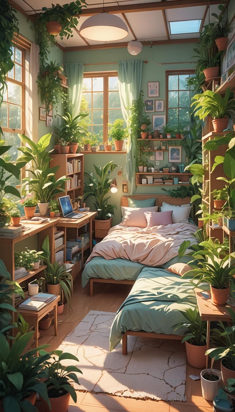 Magical Girl's Bedroom in Anime Art Style