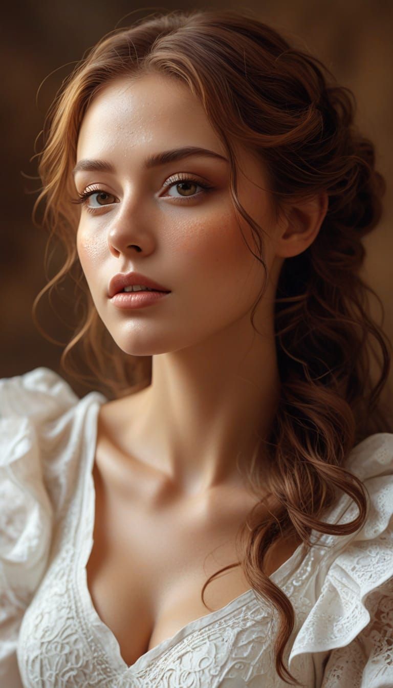 Ethereal Woman Portrait with Chocolate & Caramel Textures