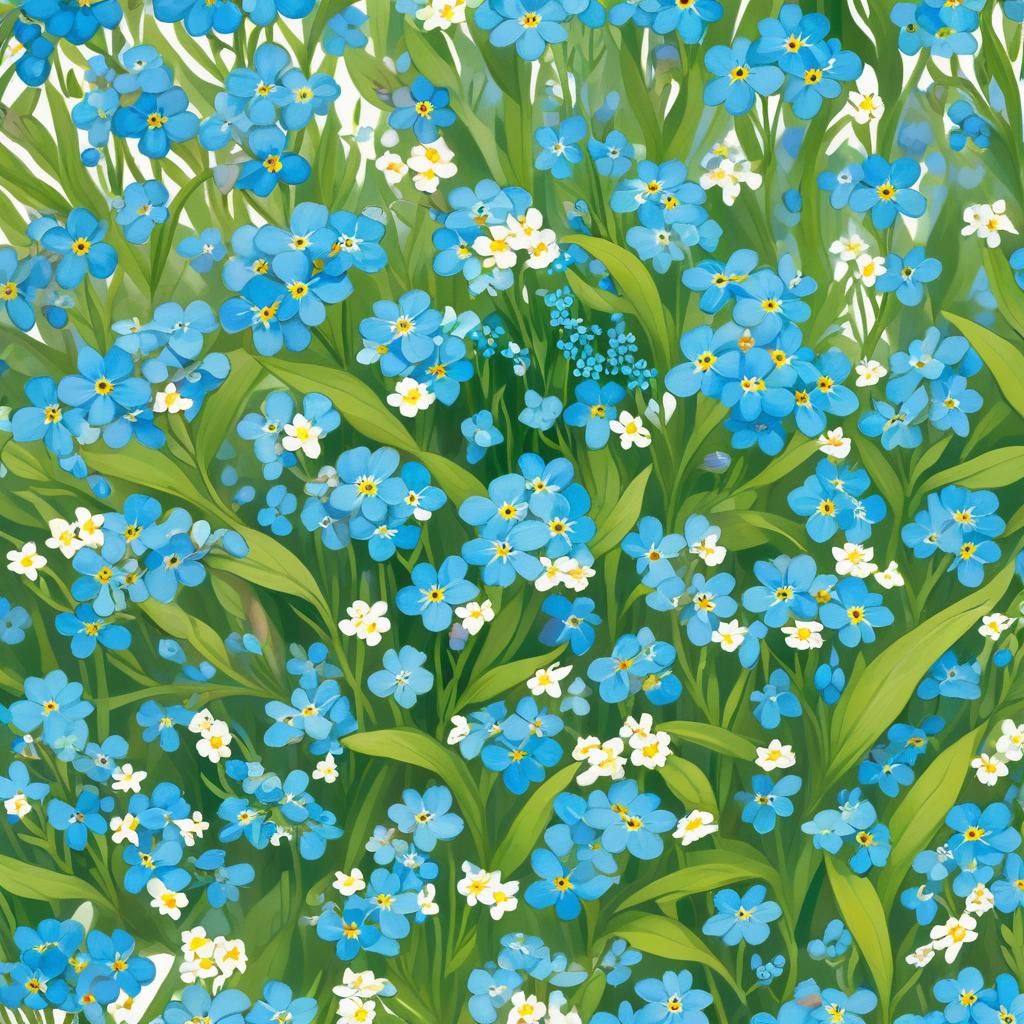 Vibrant Blue Floral Pattern with Sweet Forget-Me-Nots