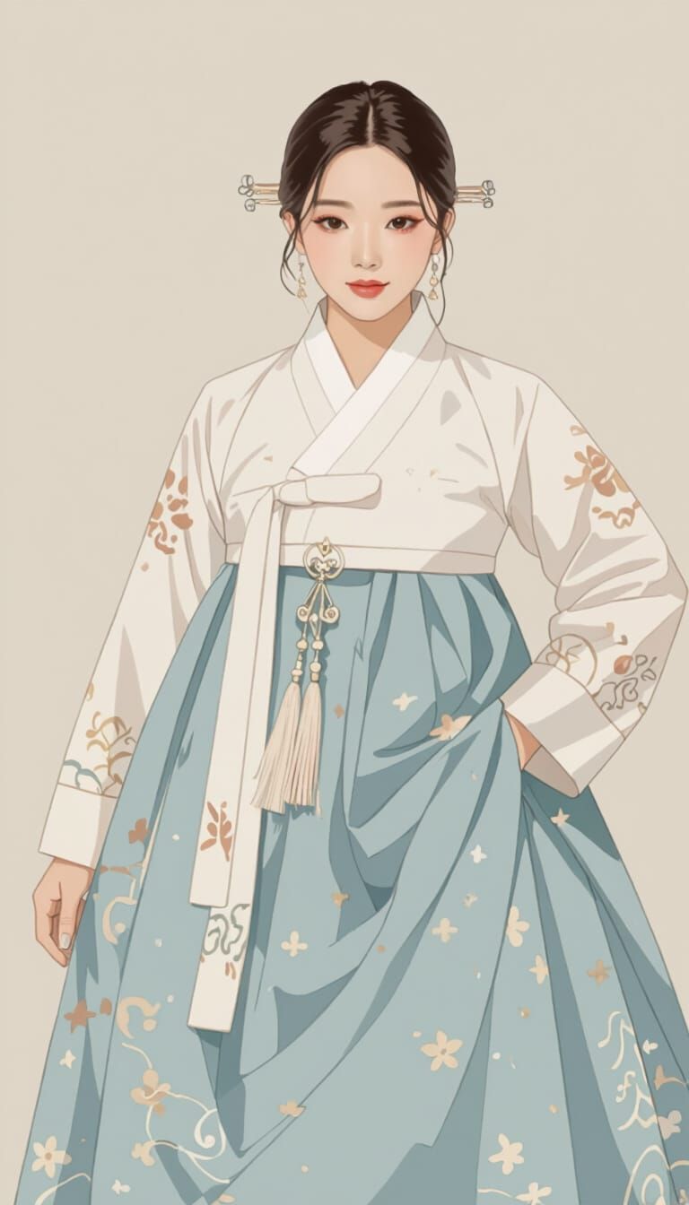 K-Pop Singer in Ornate Hanbok on Stage