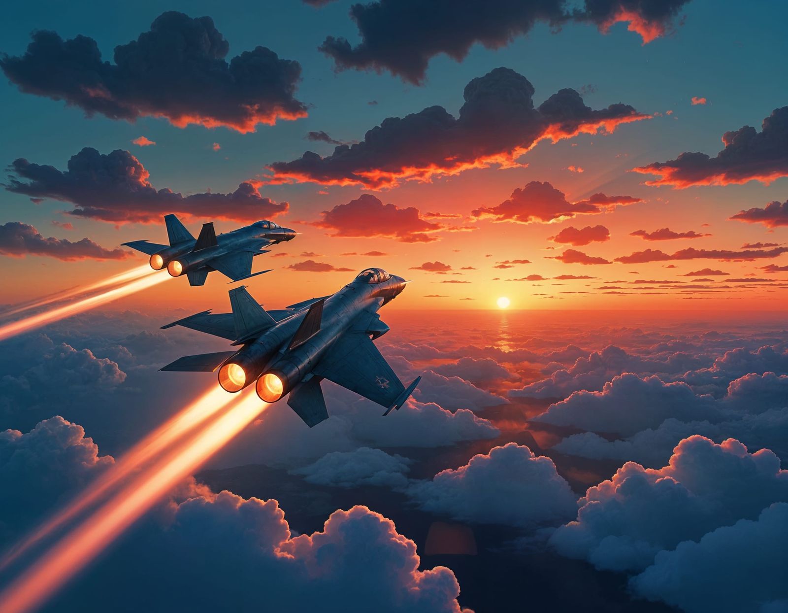 Sunset on a checkered landscape