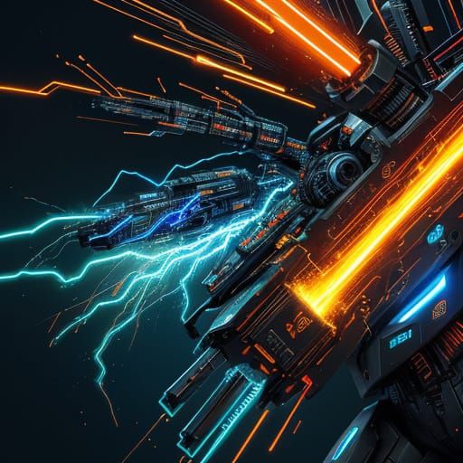 Electric Sparks and Robotic Circuitry in Neon Colors