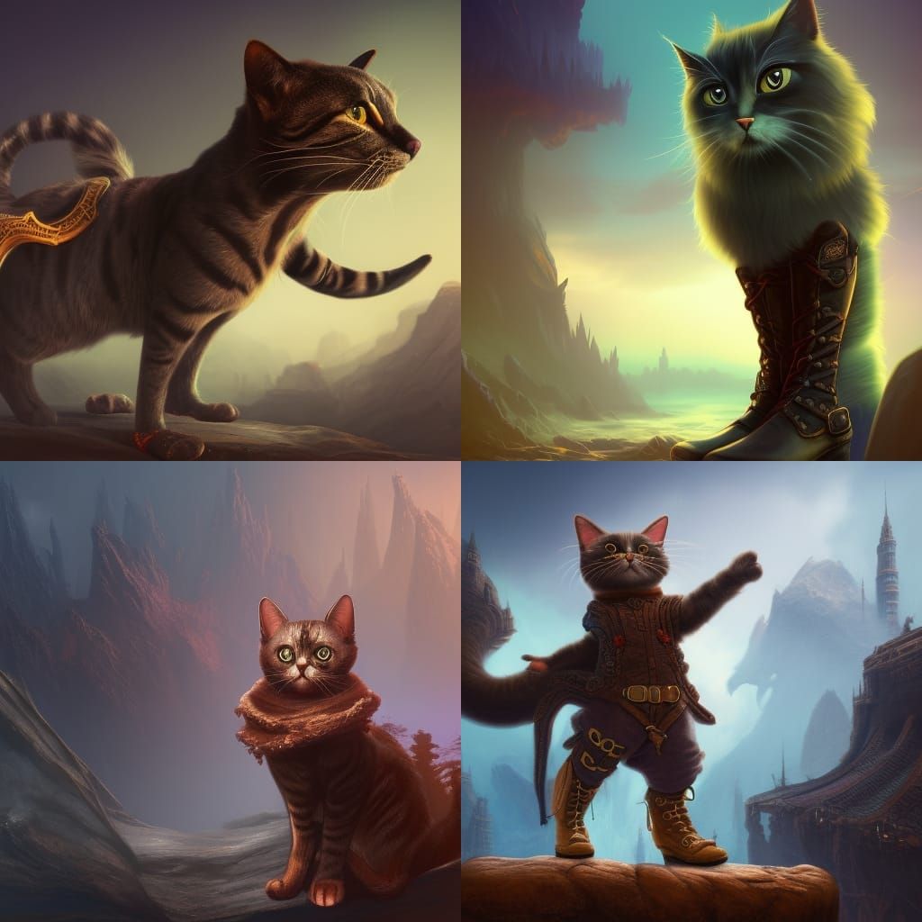 Fantastical Cat with Boots Matte Painting