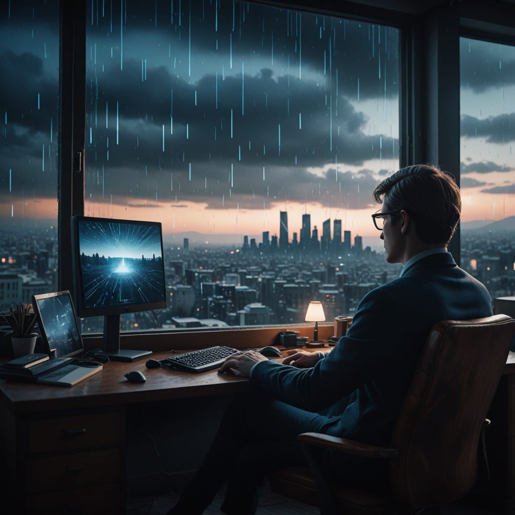 Surrealist Scene of 404 Error and Melancholic Glow