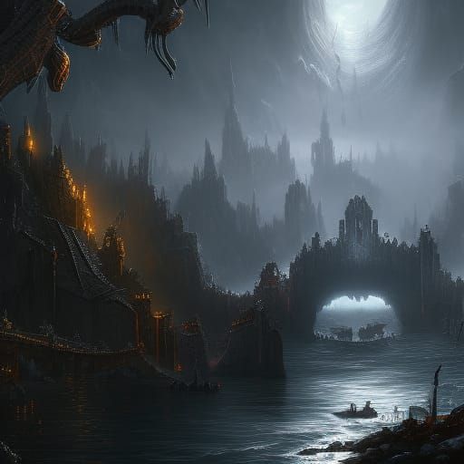 Fantastical River Styx Matte Painting