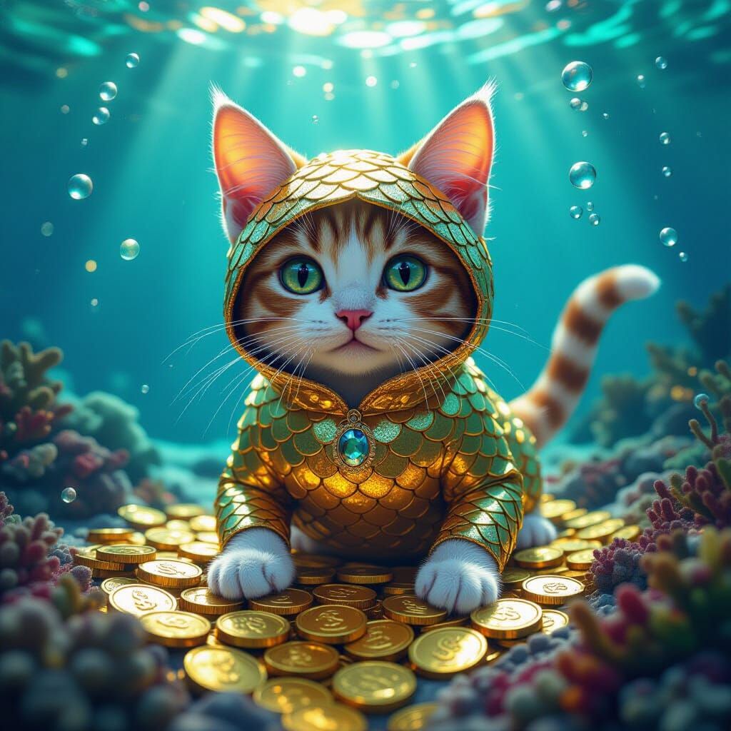 Hybrid Cat-Fish in Candy Art Style