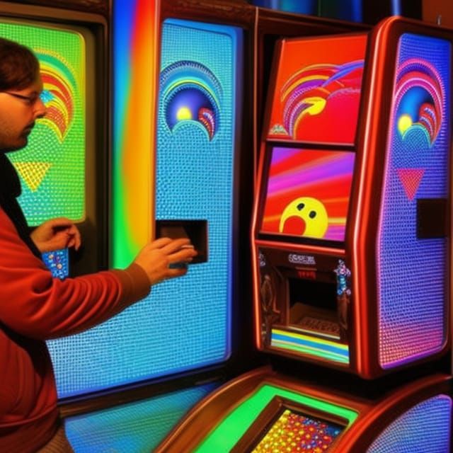 Pacman on Arcade Machine in Hyperrealistic Style