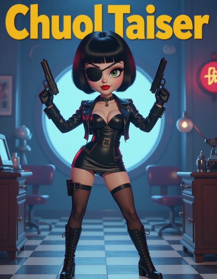 Atompunk Pinup Struts Away From Explosion