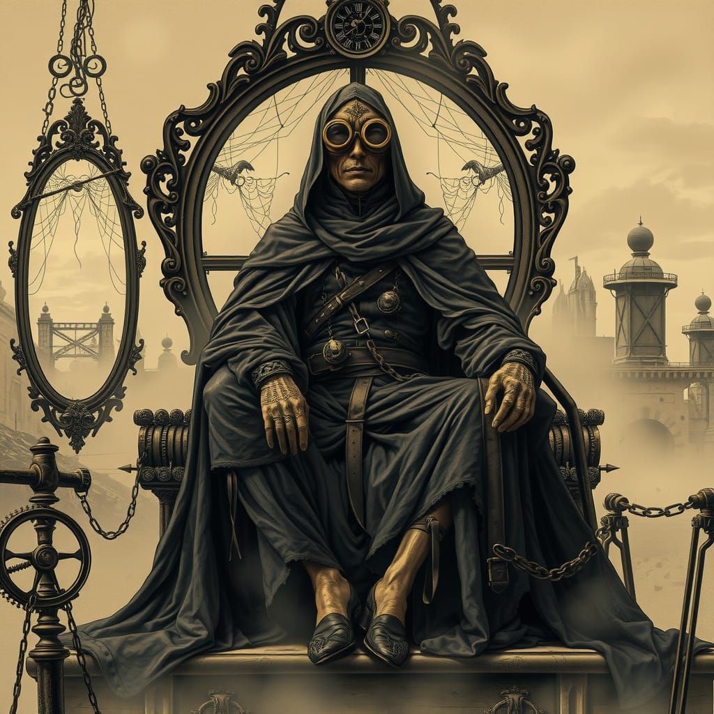 Steampunk Death Tarot Card in Gothic Style
