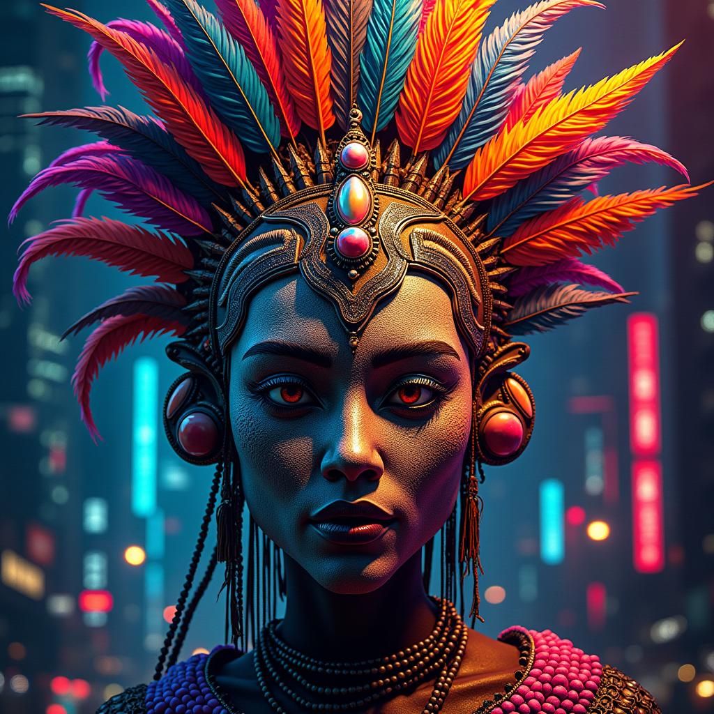 Vibrant African Mask in Pop Art Style