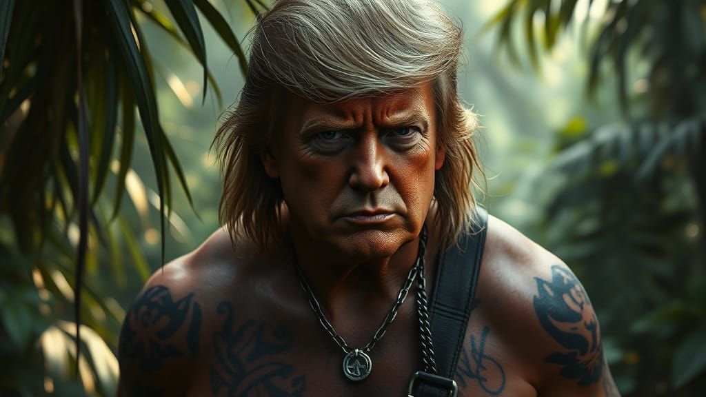 Trump dressed as Rambo