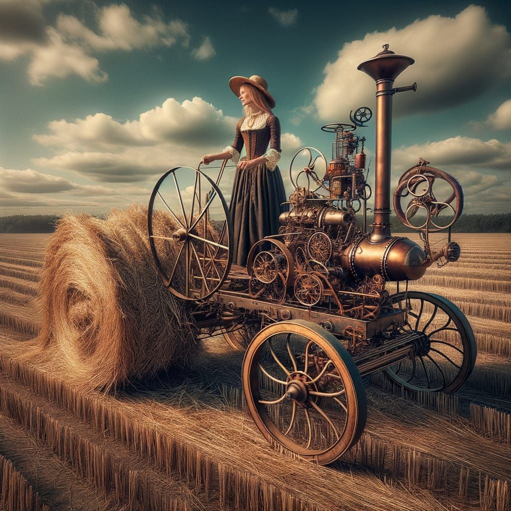 Steampunk Wagon Harvest in 17th Century Style