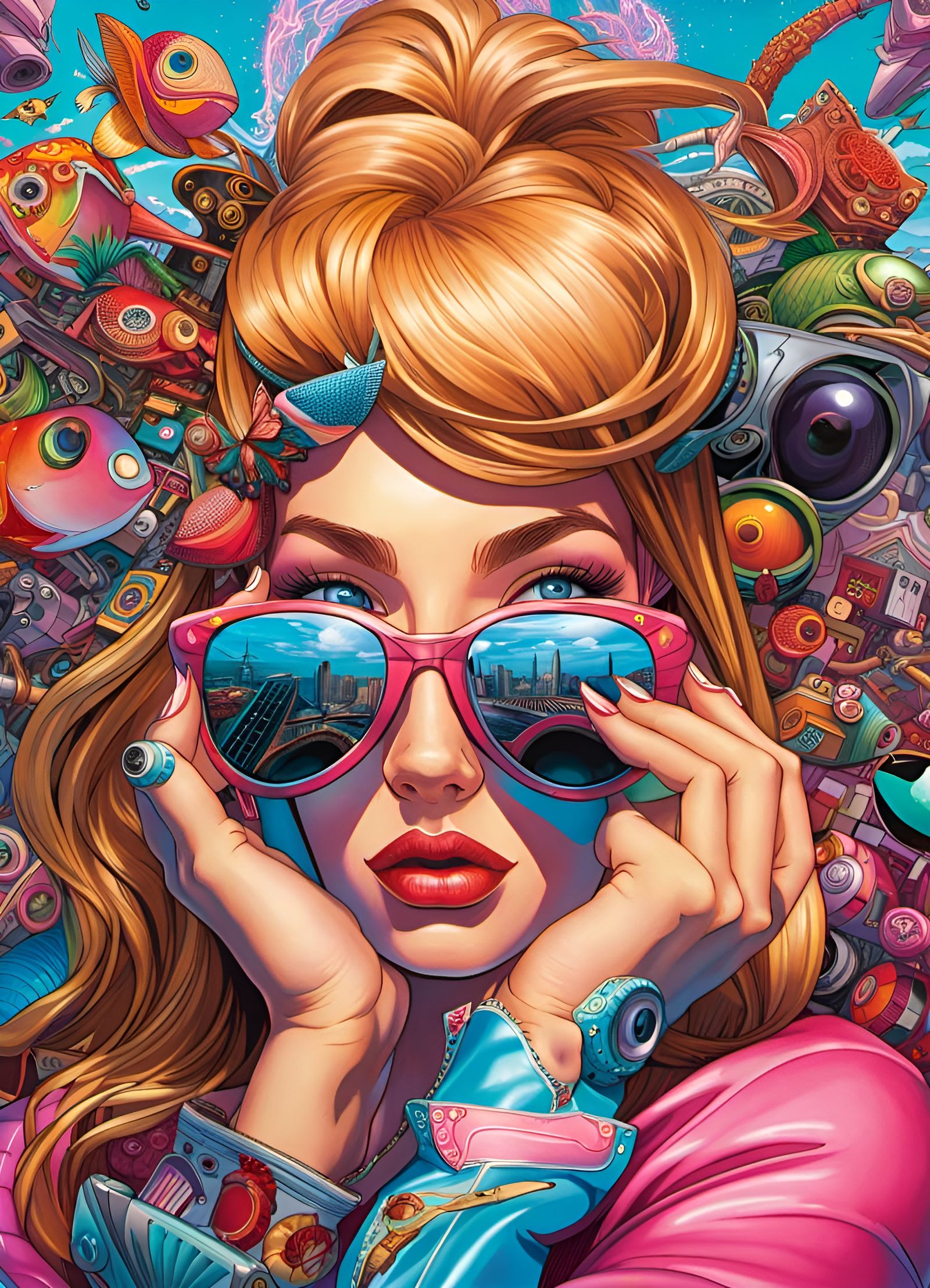 Hyperrealistic Vaporwave Scene in J. Scott Campbell Style