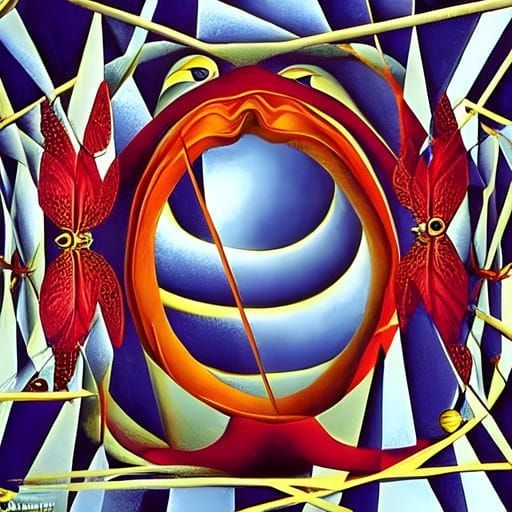 Escher-Inspired Dragonfly with Geometric Patterns