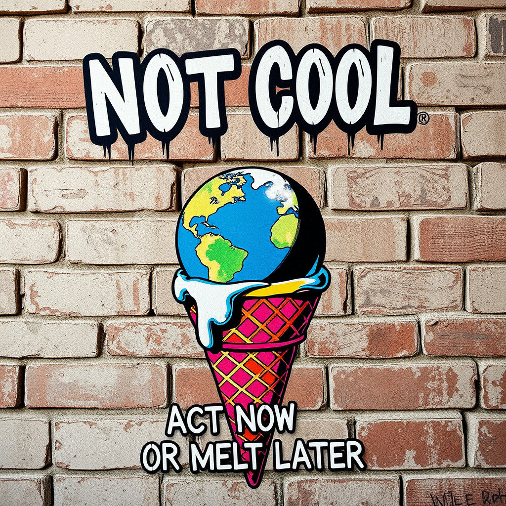 Melting Earth Ice Cream: Gritty Stencil Art