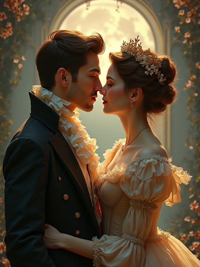 Victorian Couple in Romantic 1880s Style