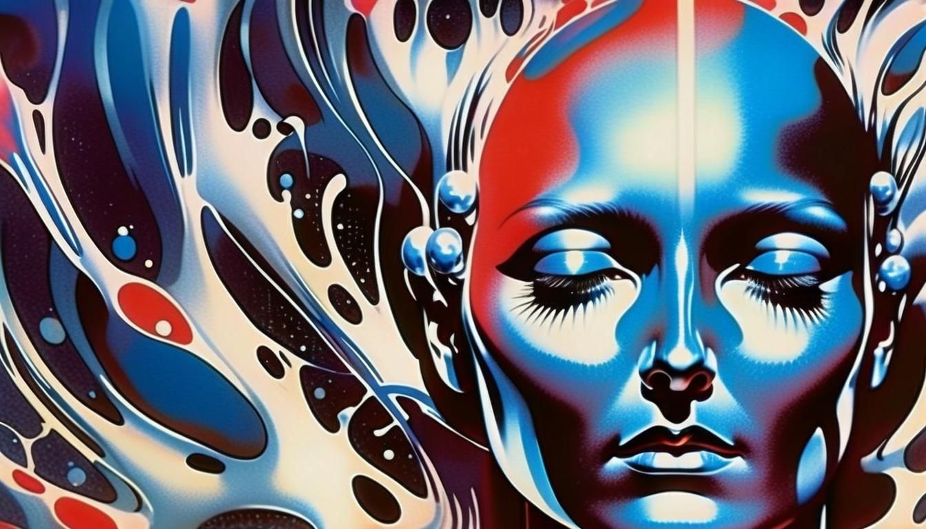 Surreal Woman's Face in Psychedelic Fog, Digital Art