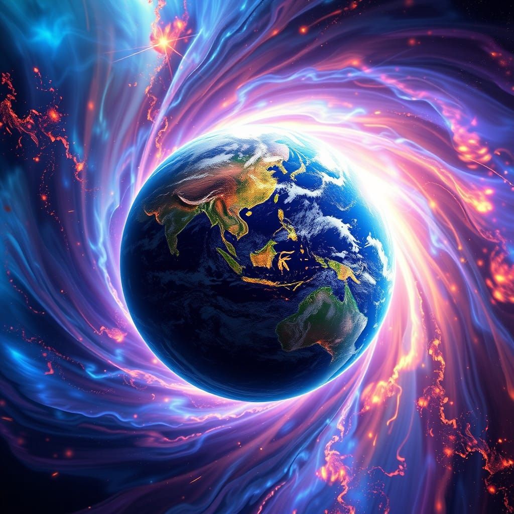 Earth as Radiant Cosmic Entity in Hyperrealistic Art