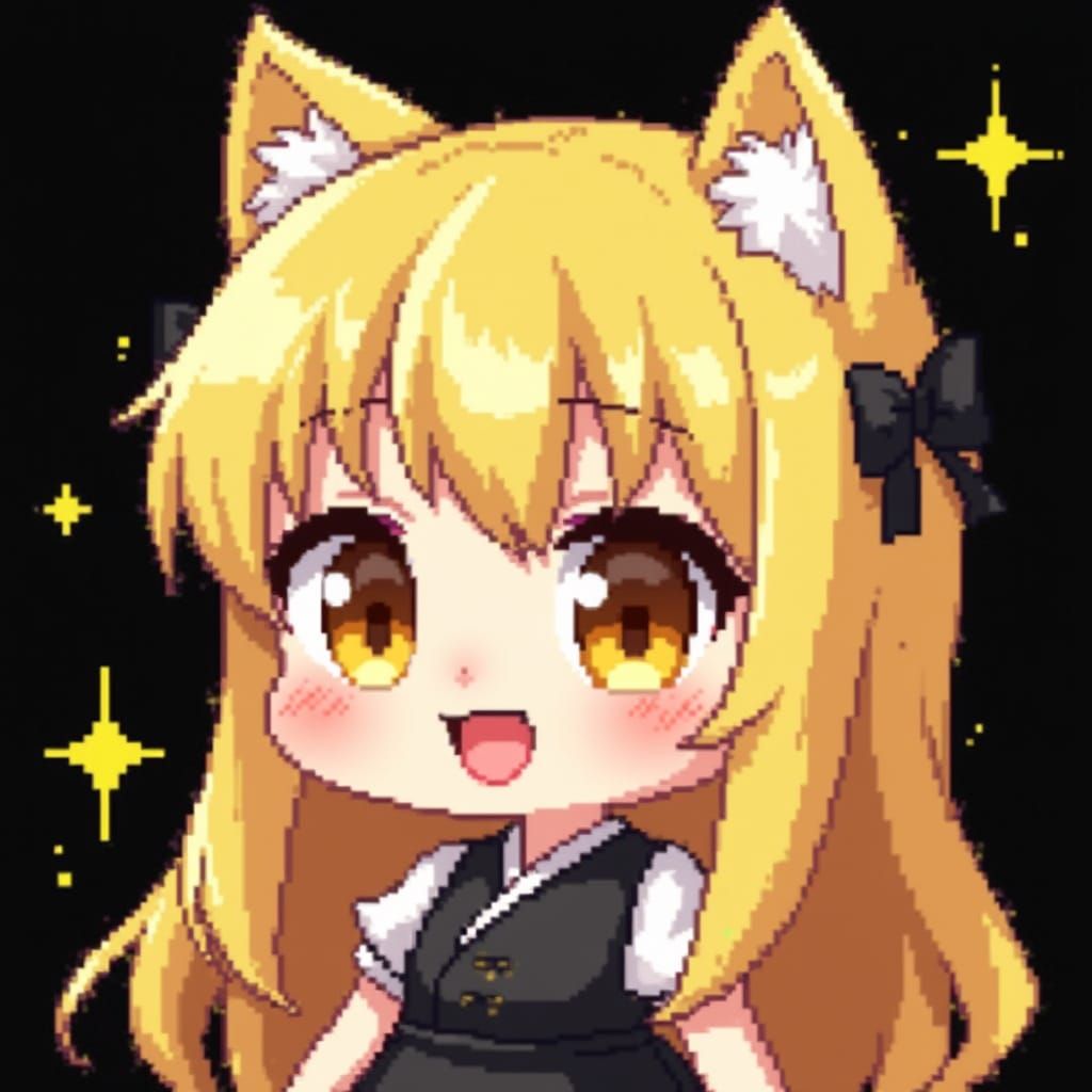 8-bit Pixelated Anime Catgirl Profile Picture