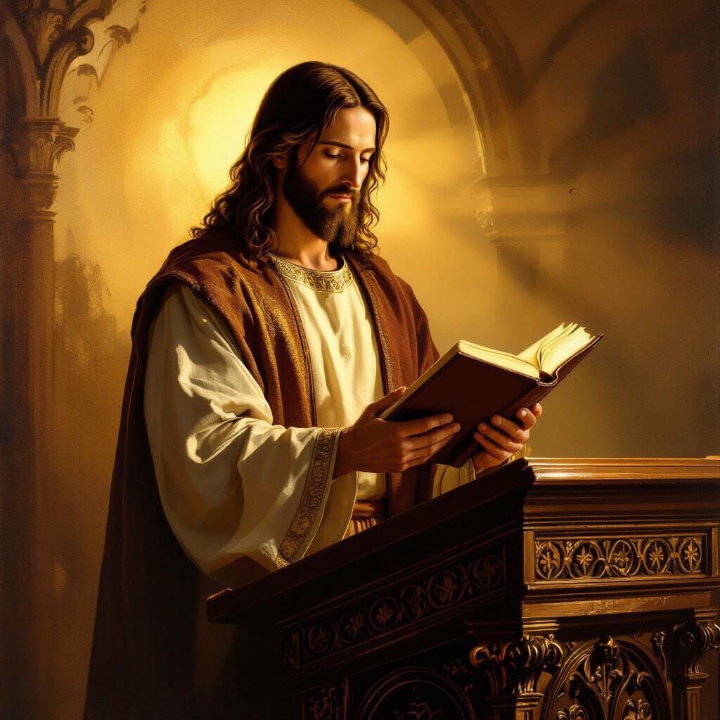 Jesus on Pulpit in the Style of Old Masters