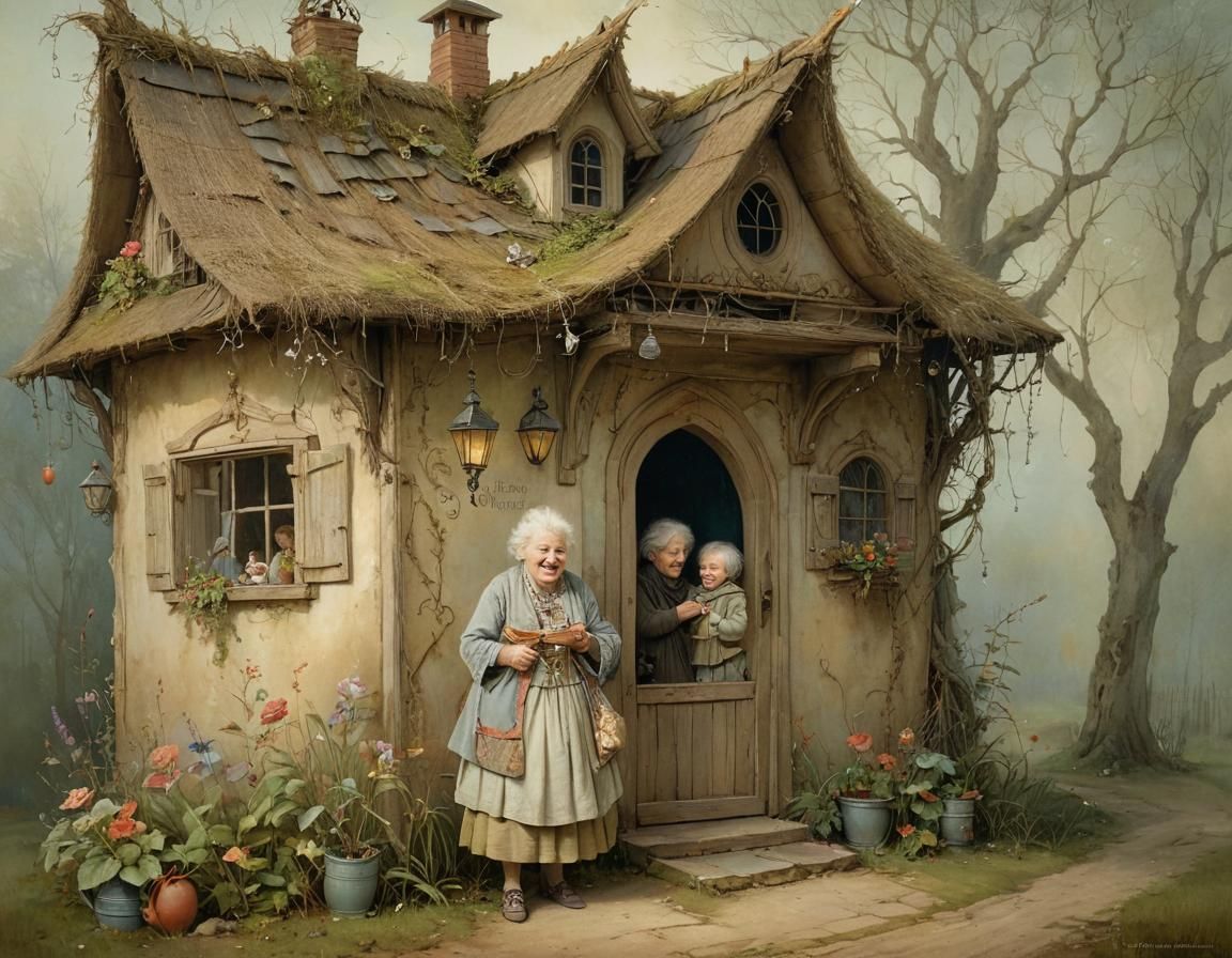 Grandmother Welcomes Grandchildren in Surreal Style