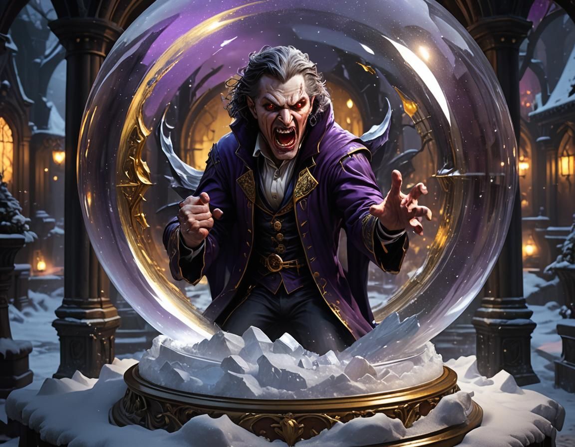 Vampire's Fury: Dark Fantasy Snow Globe