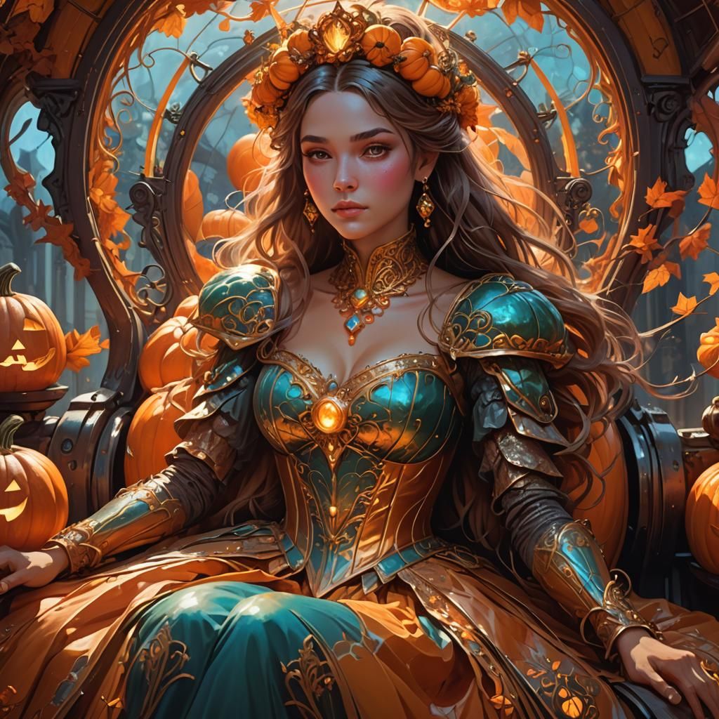 Princess in Pumpkin Carriage: Fantasy Portrait