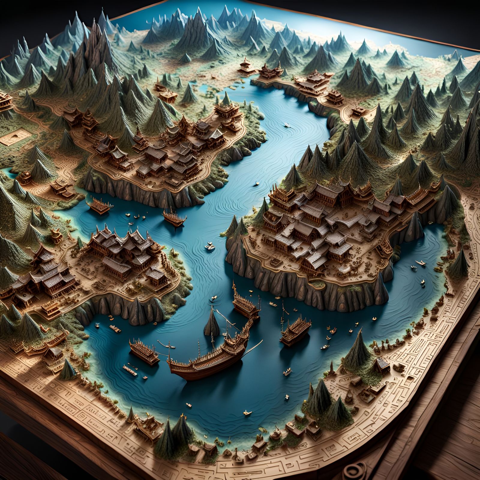Whimsical 3D Map of a Wide Fantasy World