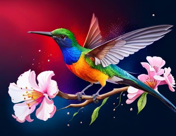 Colibri and cherry blossom