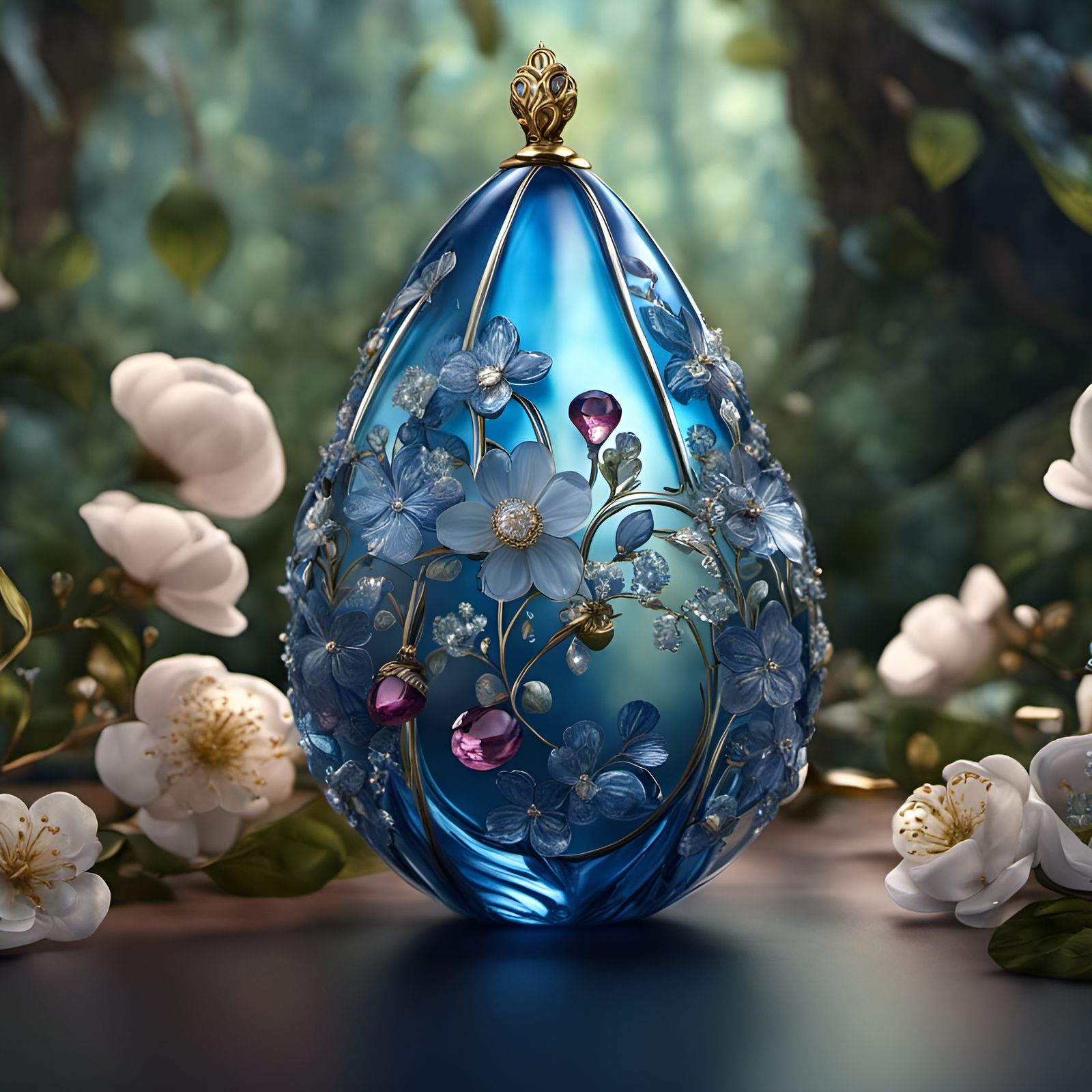 Blue Glass Pear Ornament