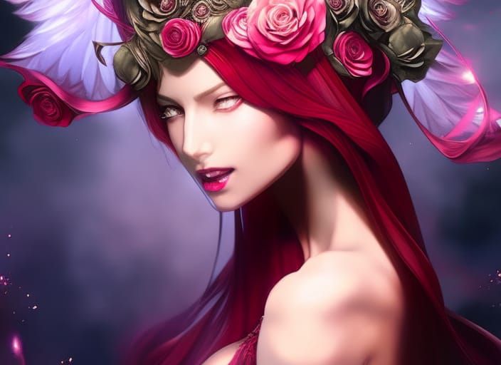 Fairy Man Portrait with Roses in Fantasy Style