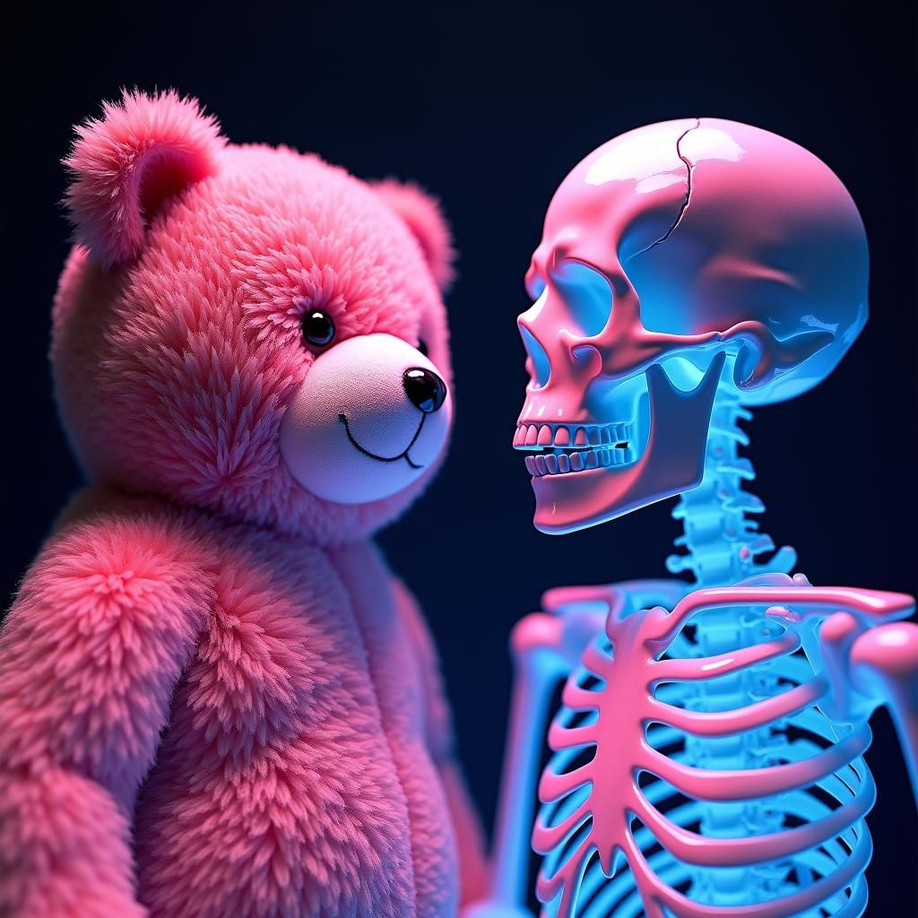 Thermal View of Teddy Bear and Skeleton