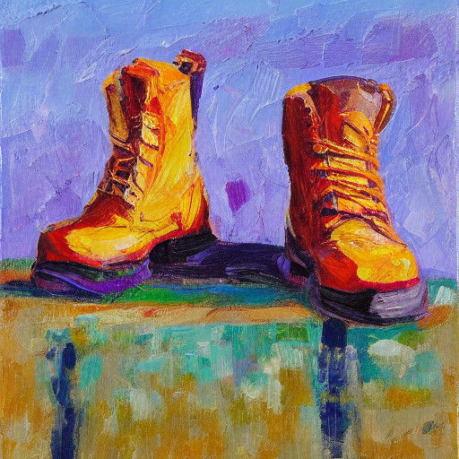 Vibrant Boots in Bold Neo-Impressionist Style