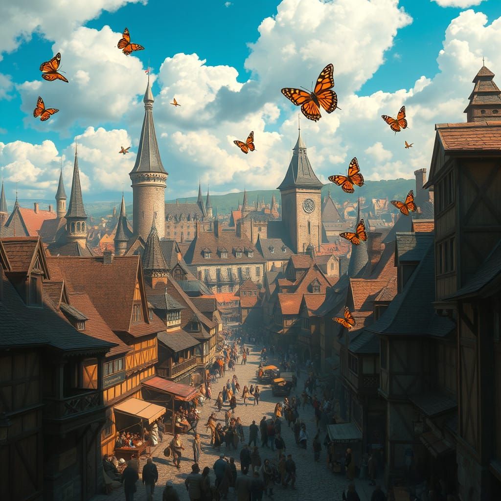 Medieval Metropolis in Hyperrealistic Style
