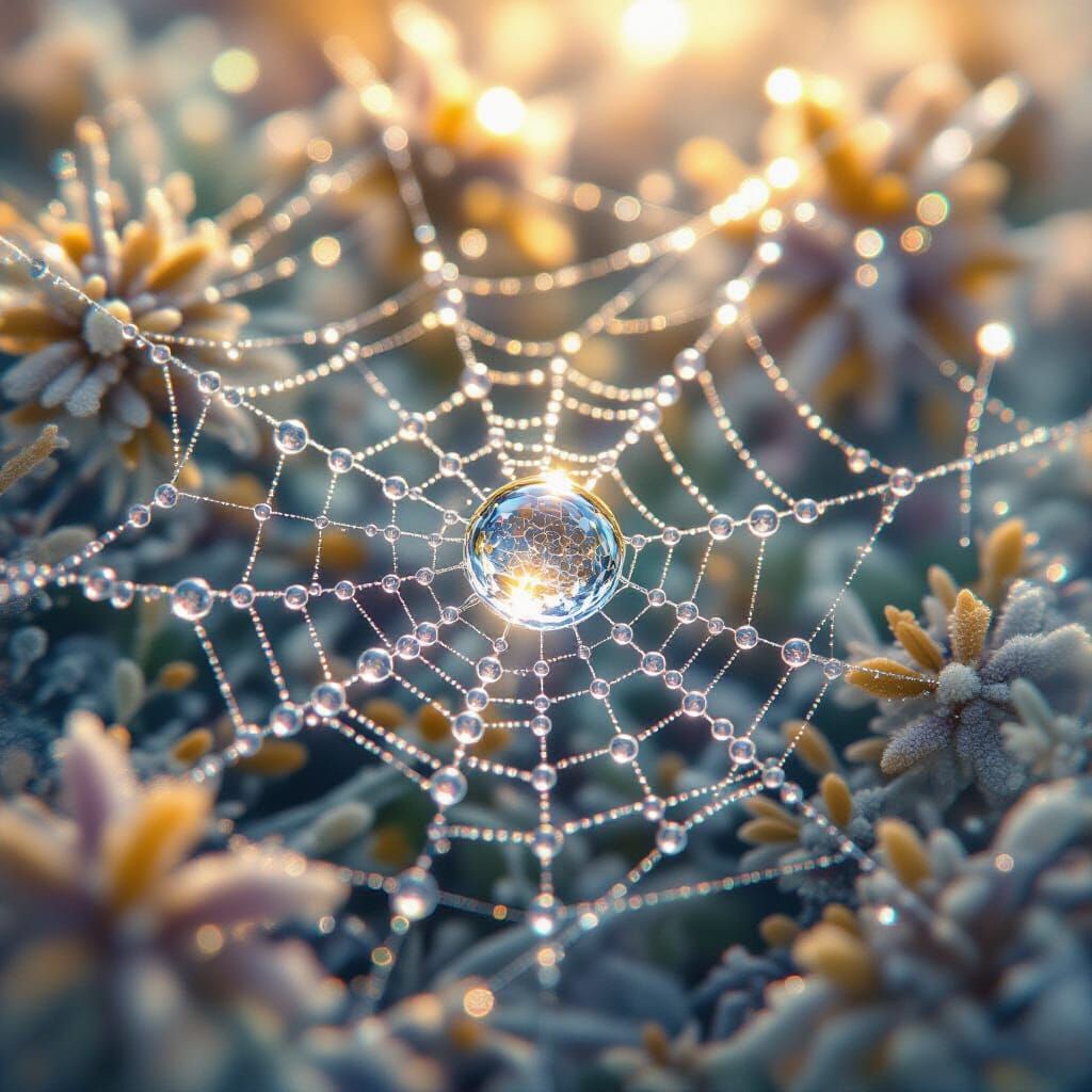 Microscopic Dew Drop World in Detailed Digital Art