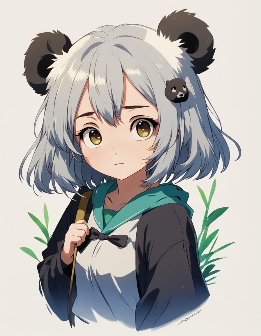 Angry Panda Girl in Anime Key Visual Style