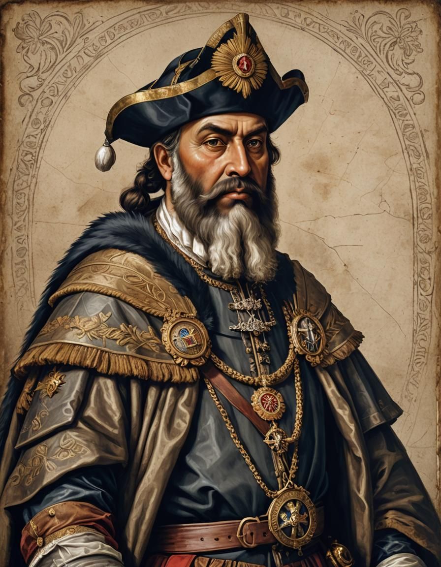 Vasco da Gama, the famous Portuguese explorer known for disc...