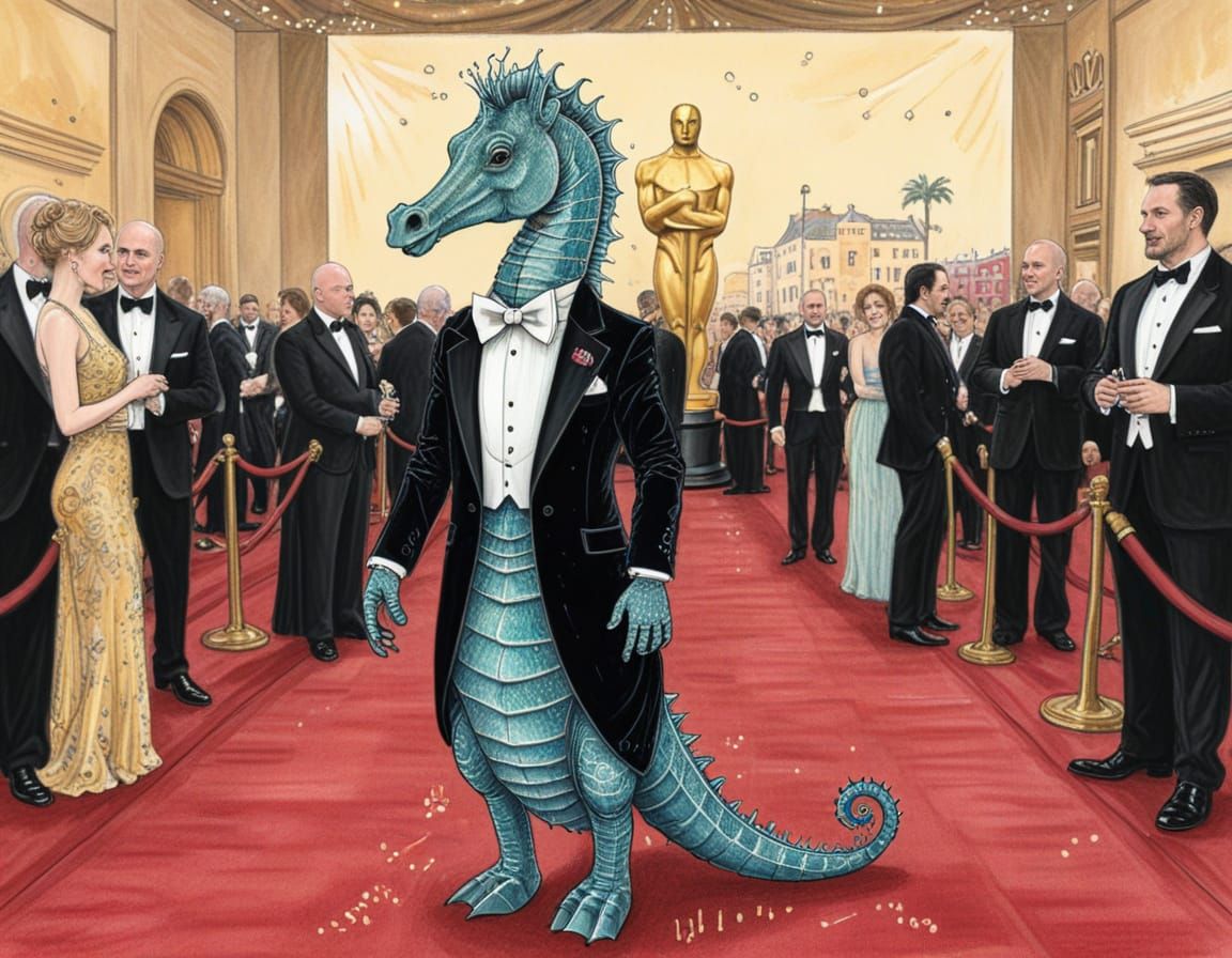 Glamorous Seahorse Steals the Oscars Red Carpet