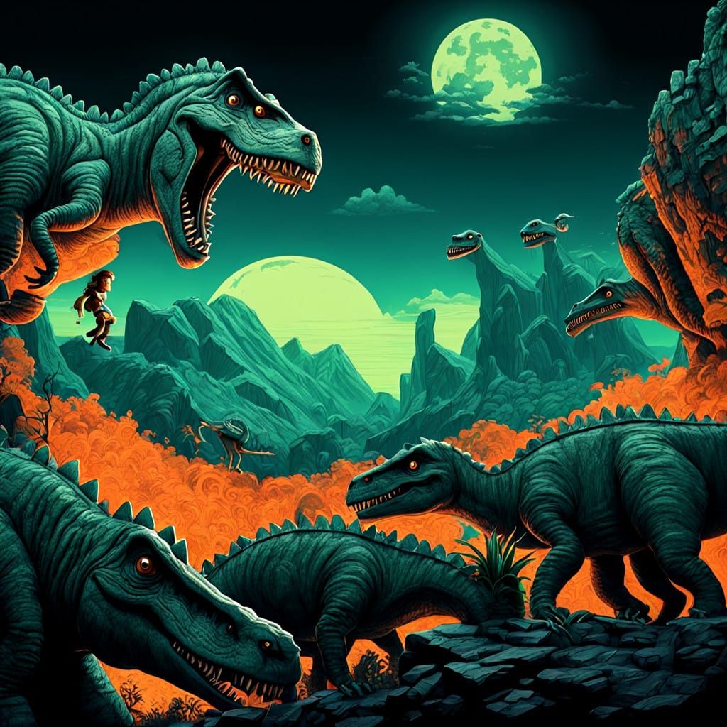 Whimsical Claymation Character in Prehistoric Paradise