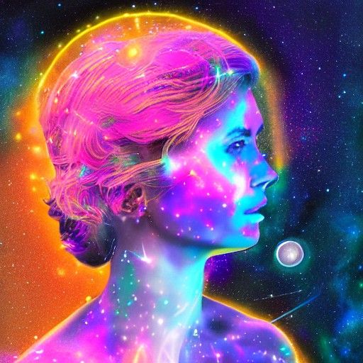 Woman Containing Universe in Astral Illustration