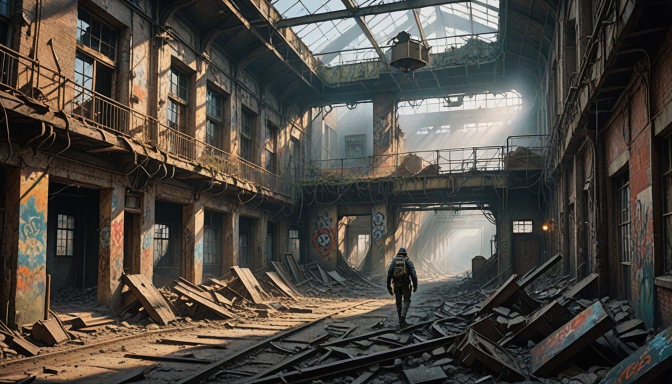 Urban Explorer in a Decayed Soviet Factory