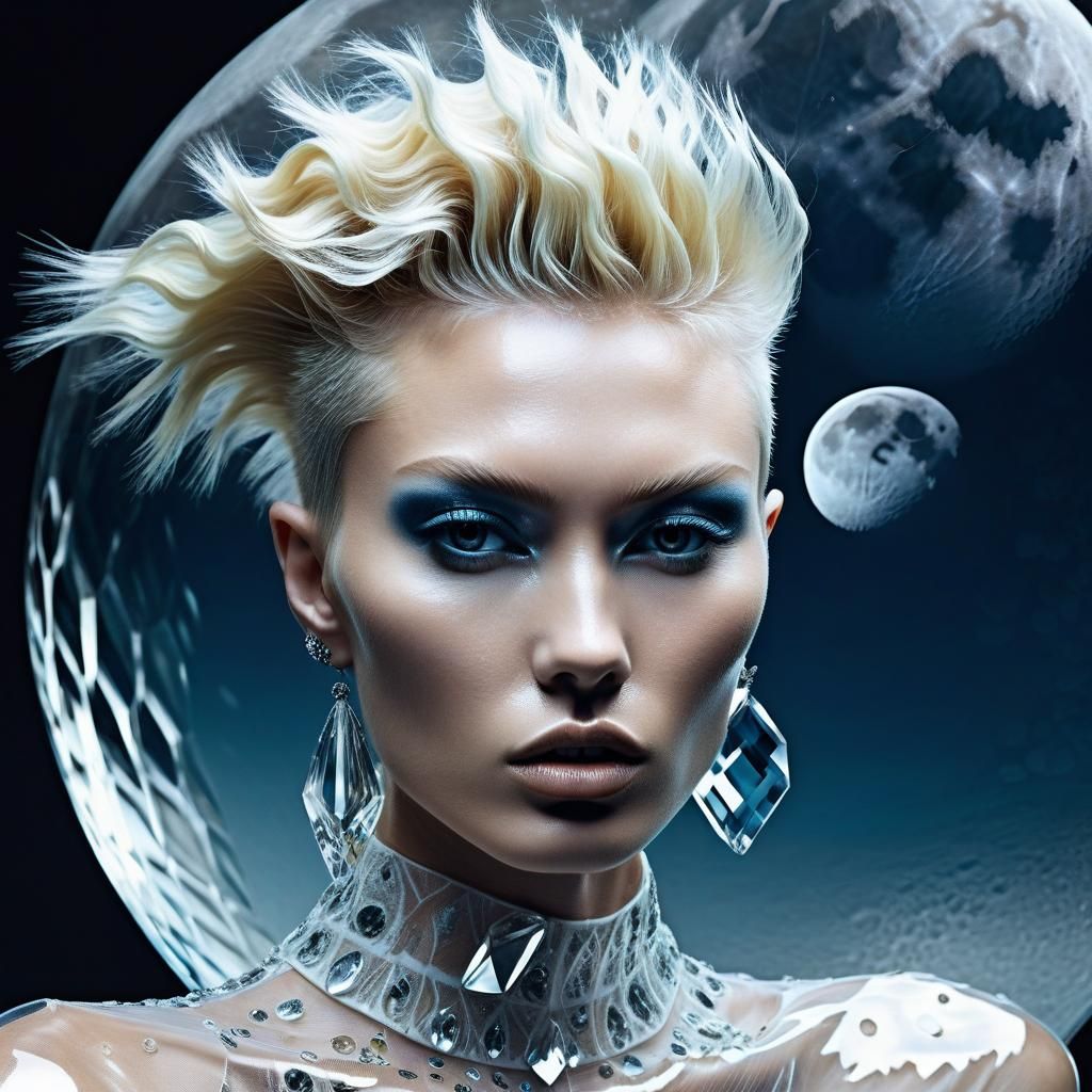 High Fashion Model in Crystal Moon, Visionary Art