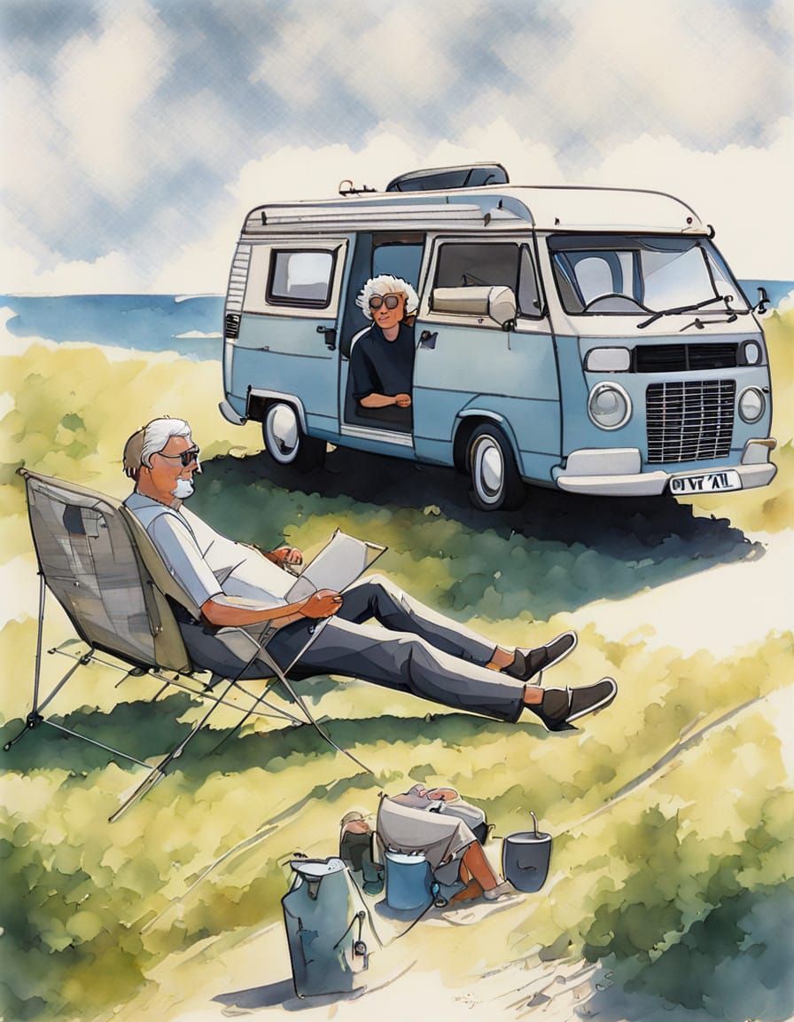 Grey Haired Couple Soaking Up the Sunshine