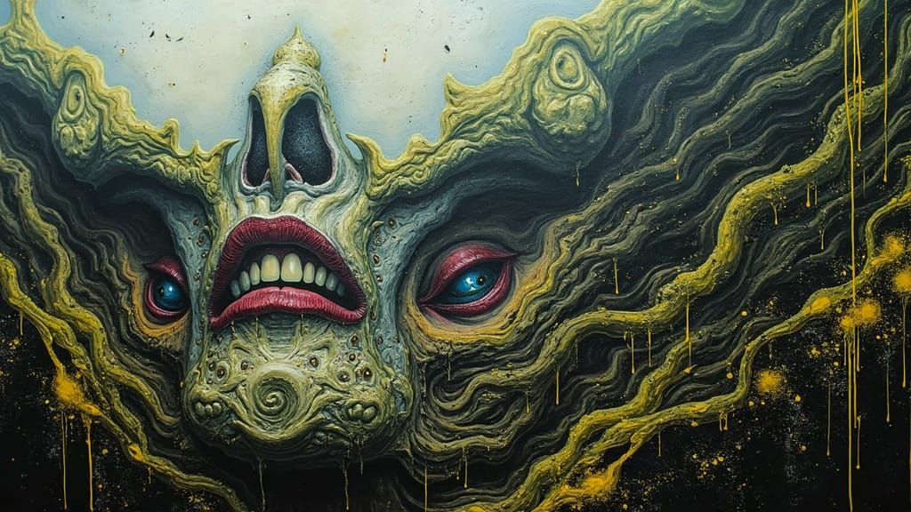 Menacing Demon with Piercing Eyes in Surreal 3D